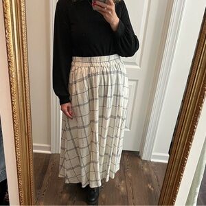 NWT A new day pull on cream window pane linen skirt  pockets new

size medium